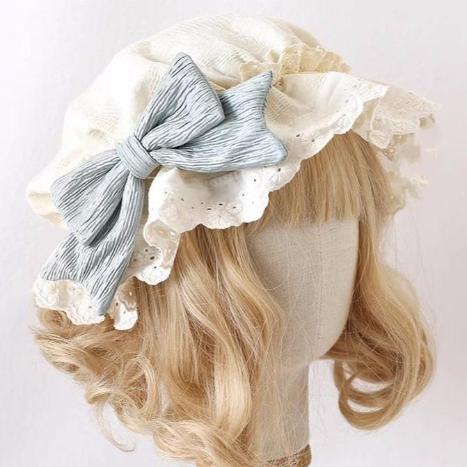 Lolita Bonnet Lace Edge Lvory Hat Lovely Bow Nightcap 28926:365056 28926:365056