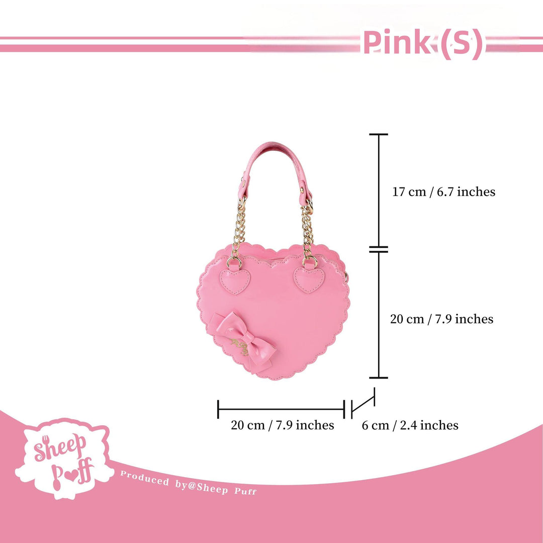 Sweet Lolita Bag Cute Heart Shaped Scalloped Bow Handbag 40326:656084