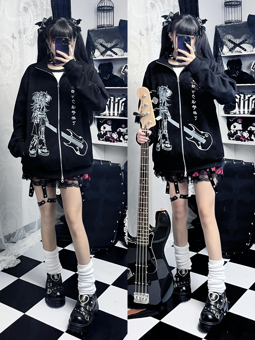 Yami Kawaii Hoodie Cotton Subculture Zip-up Jacket 35338:489194 35338:489194