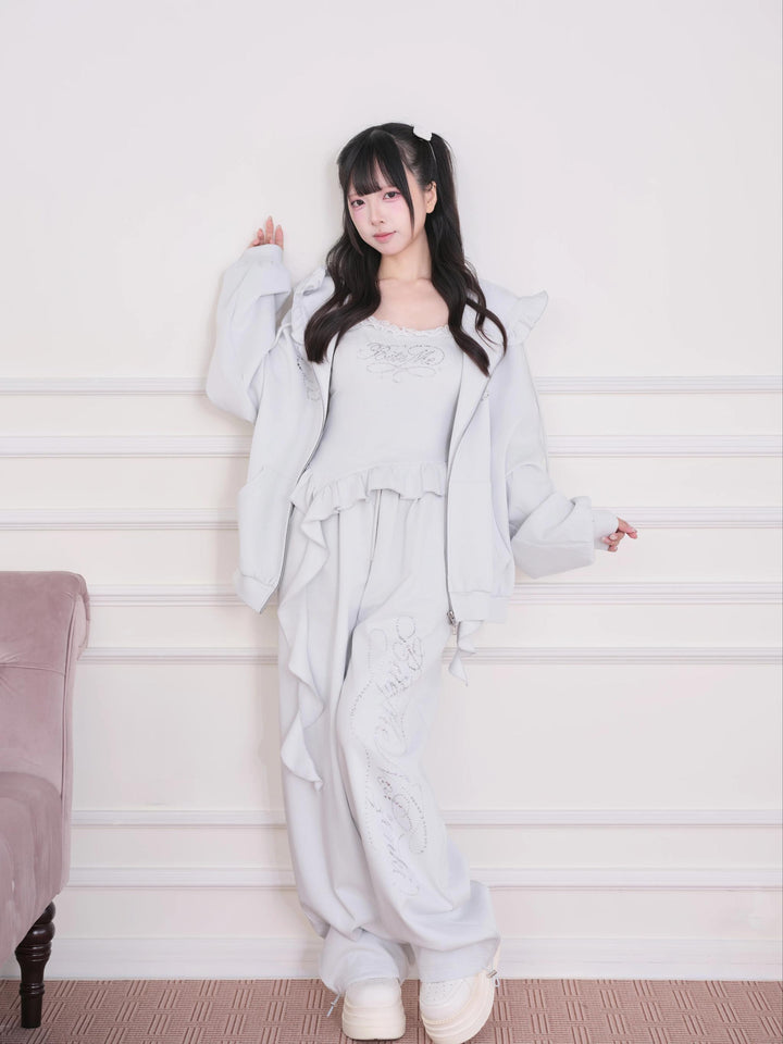 Sporty Hoodie Jacket 4-Piece Set, Hot-Fix Rhinestone 45857:865900