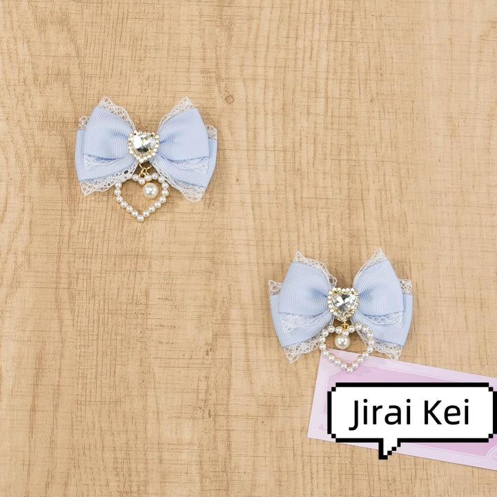 Jirai Kei Hair Clip Lace Bow Rhinestone Barrette 38774:608560