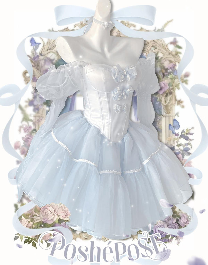 Pink Corset Lolita Prom Dress with Striking Big Bow Multicolor (Blue / L M S XS) 36384:540978