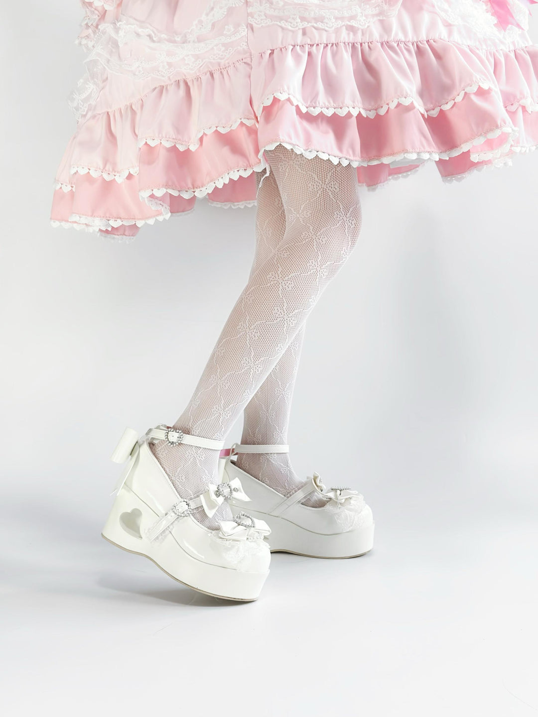 Old School Lolita High Platform Shoes, Heart Hollow Heel 44559:813943