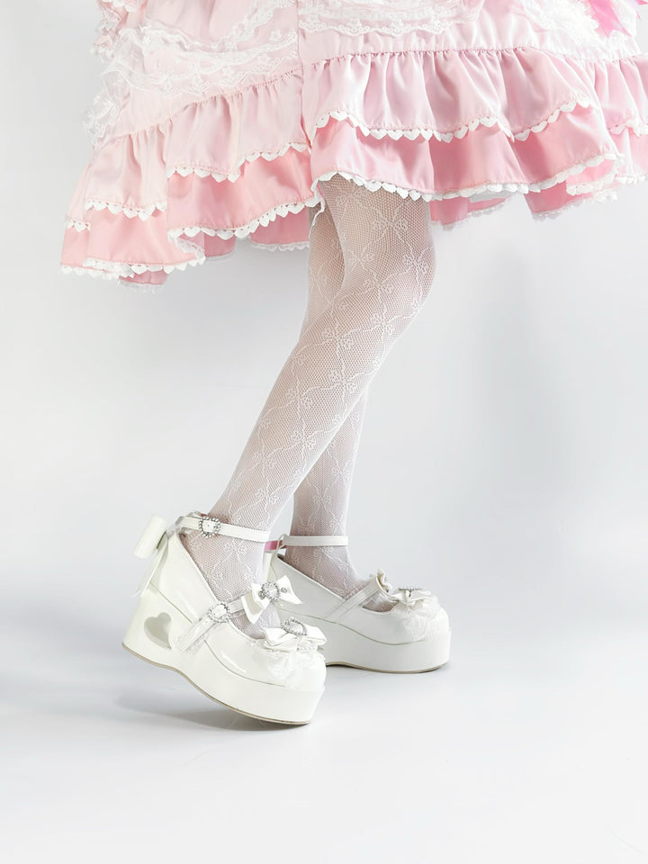 Old School Lolita High Platform Shoes, Heart Hollow Heel 44559:813943