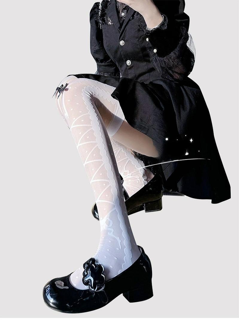 Lolita Socks Cross Thigh Socks Bow Over-the-Knee Stockings 36624:557766 36624:557766