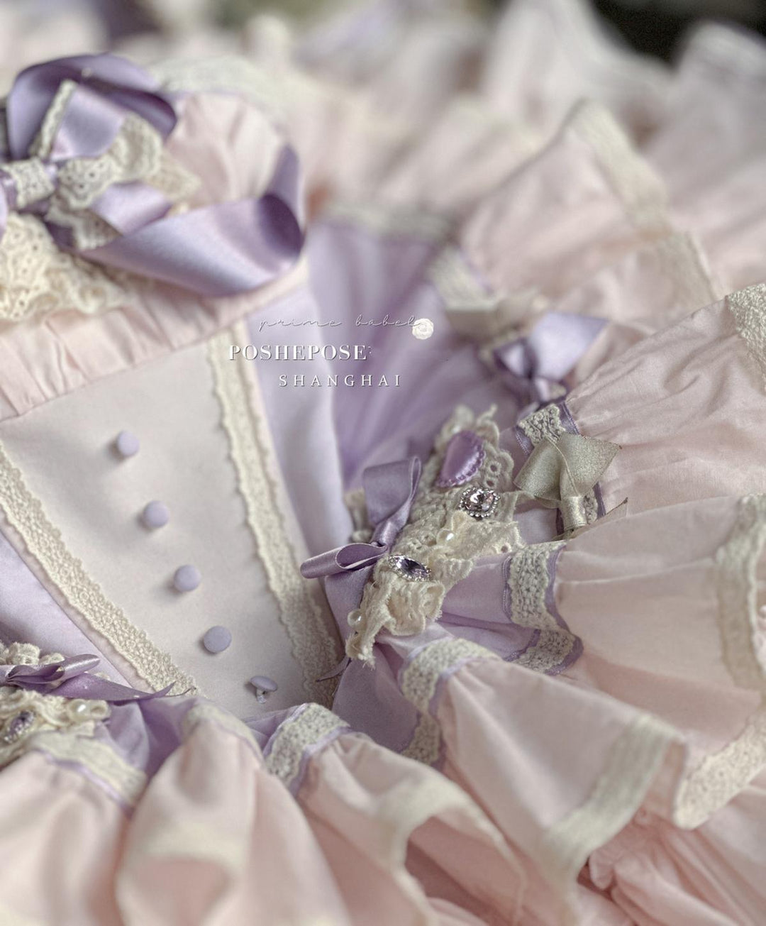 Lolita Dress Set Sweet Violet Pink Puffy Dress Corset Dress 36388:554864 36388:554864