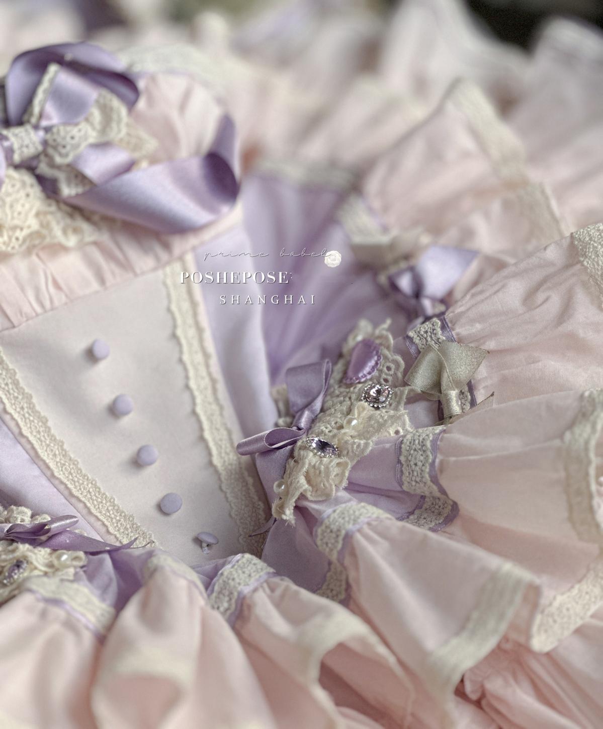 Lolita Dress Set Sweet Violet Pink Puffy Dress Corset Dress 36388:554864