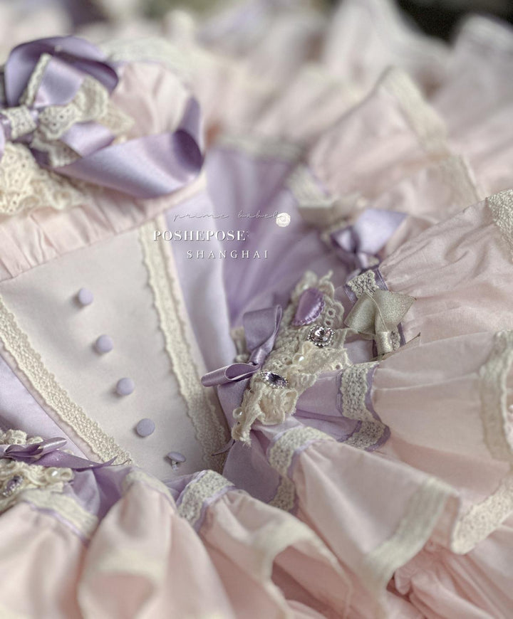 Lolita Dress Set Sweet Violet Pink Puffy Dress Corset Dress 36388:554864 36388:554864