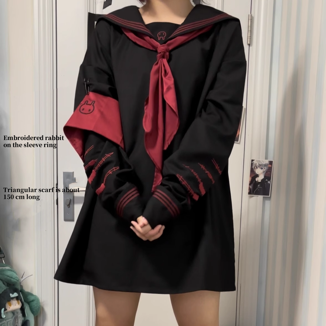 Plus Size Jirai Kei Dress Sailor Collar Uniform Dress (L M) 39540:635240