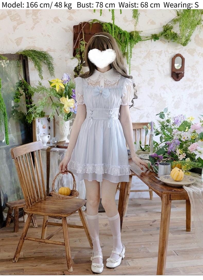Ryousangata Faux Two-Piece Dress with Peter Pan Collar 43069:765948