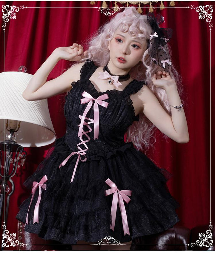 Gothic Lolita Jumper Dress Dark Jacquard Pattern Dress 32088:487130 32088:487130