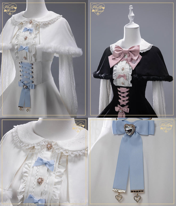 IP Collab Jirai Kei Dress Set, Detachable Fluffy Cape 44146:798081