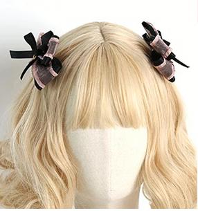 Jirai Kei Black Pink Hair Pin With Lace And Bow 22530:322906 22530:322906