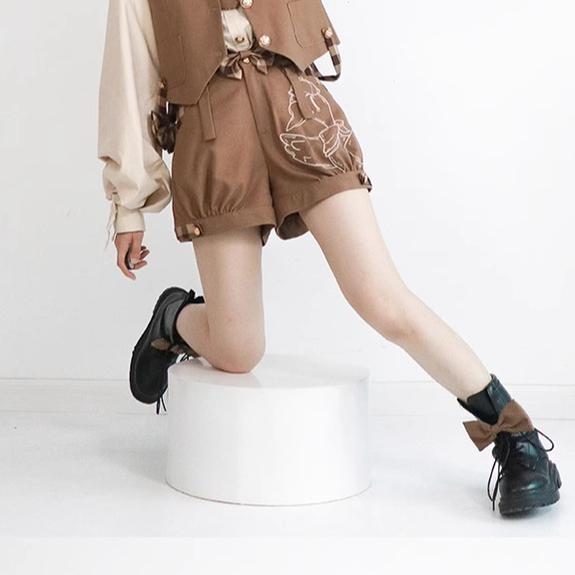 Kawaii Ouji Fashion Coffee Blouse Vest Shorts 22770:354064 22770:354064