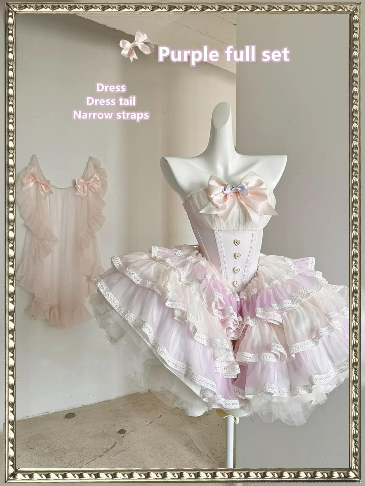 Lolita Dress Corset Dress Princess Vibe Dress Macaron Dress (F L M S XS / Purple) 36382:562920