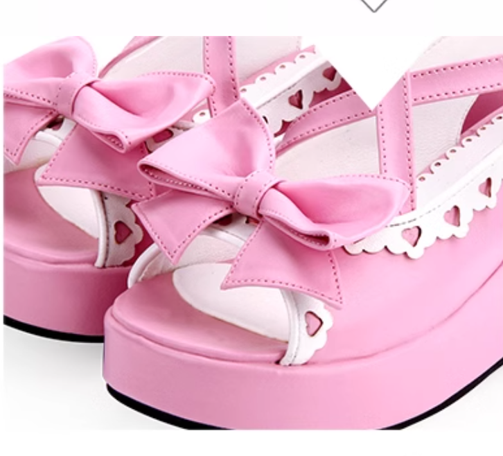 Lolita Shoes Round Toe Open Toe Lace Platform Sandals 37450:561648