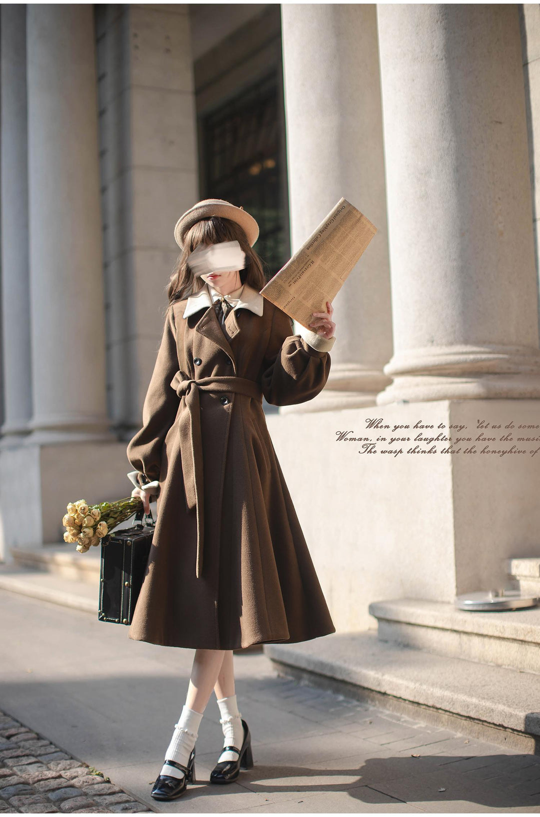 Retro Lolita OP Dress And Brown Lolita Coat Plaid Dress 41080:686012