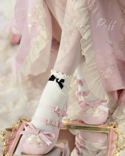 Lolita Shoes Kawaii Low Heel Shoes Lace Round-Toe Shoes 37112:557432