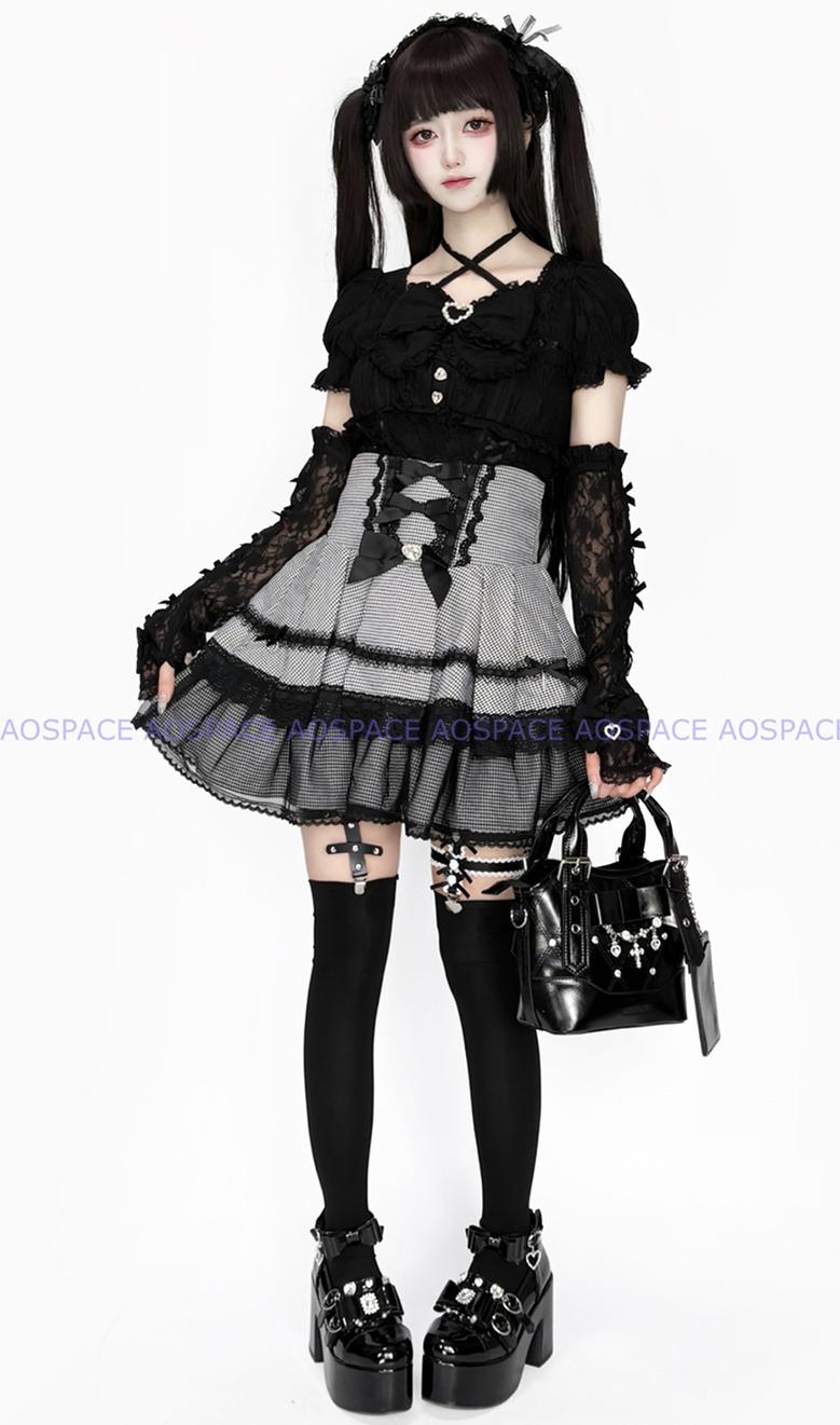 Oil-waxed Leather Jirai Kei Cross-body Bag, Detachable Strap 44161:798503