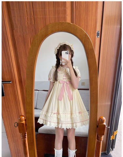 Sweet Lolita Dress Doll Lolita Dress Peter Pan Collar Cotton Dress 37290:556236