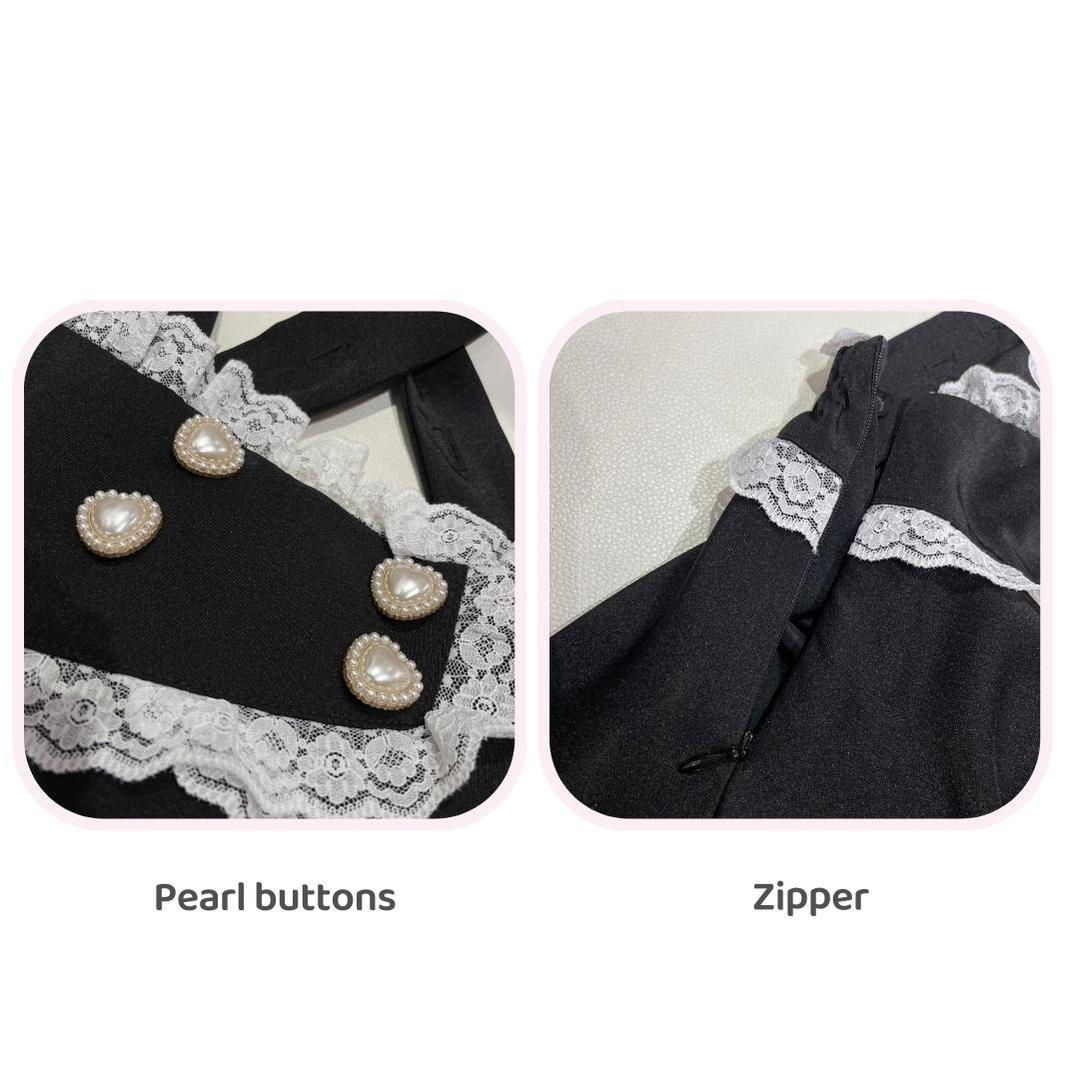 Jirai Kei Skirt Black Lace Suspender Skirt Cat Ear Skirt 37692:568840