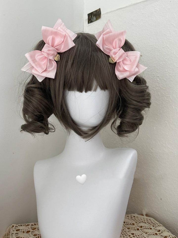 Lolita Headdress Pink Brown Clip Sweet Bow Hair Accessory (粉色一对) 32172:563076 (粉色一对) 32172:563076