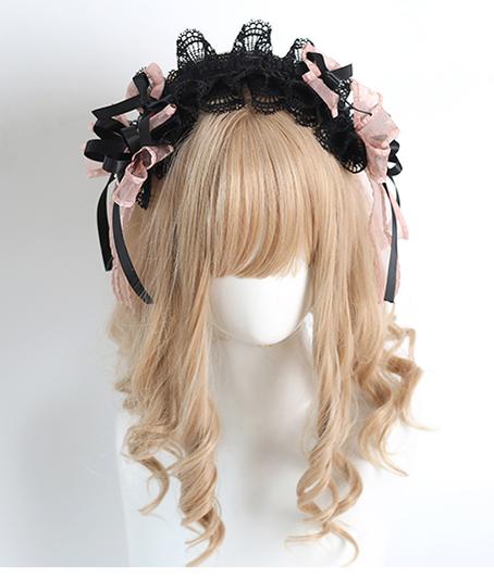 Jirai Kei Black Pink Headband Hat Hair Accessories 22532:322704 22532:322704