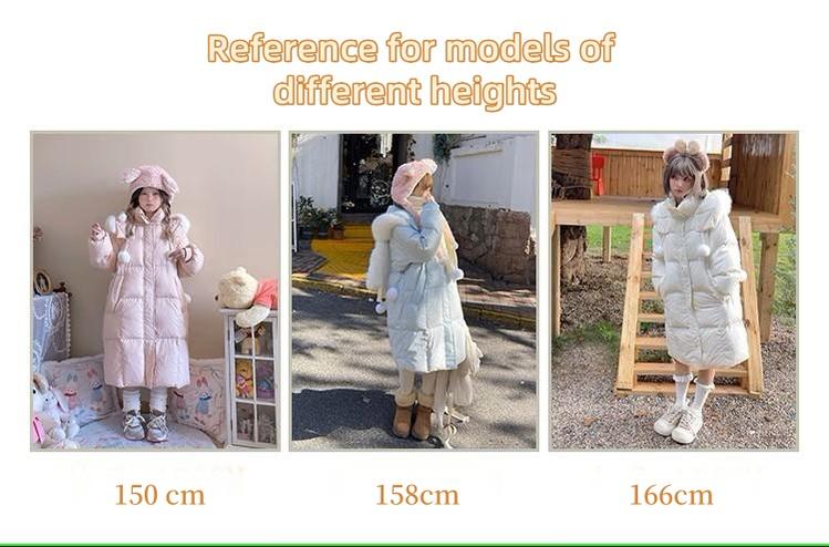 Kawaii Winter Coat Rabbit Ear Hooded Long Down Jacket 40340:665640