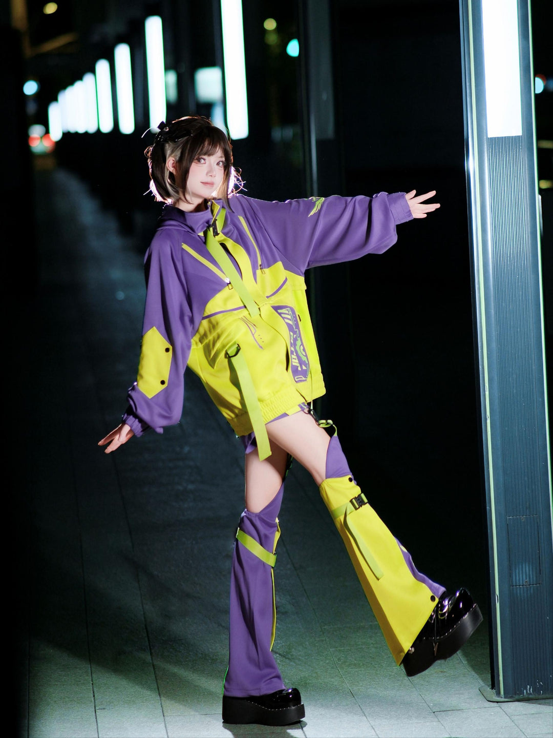 Cyberpunk Outfit, Detachable Jacket and Shorts Set 44424:810160