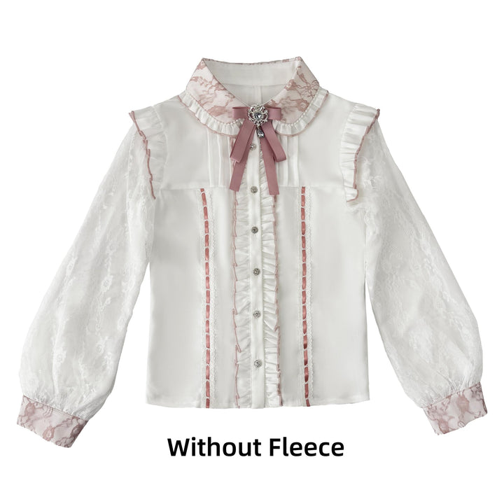 Jirai Kei Lace Sleeves Blouse, Fleece Lining (L M S XL / In-stock Pre-order) 44177:800968