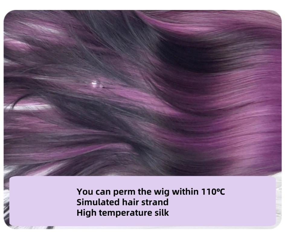 Y2K Gradient Purple Wig Mid-length Straight Wig 38886:605982