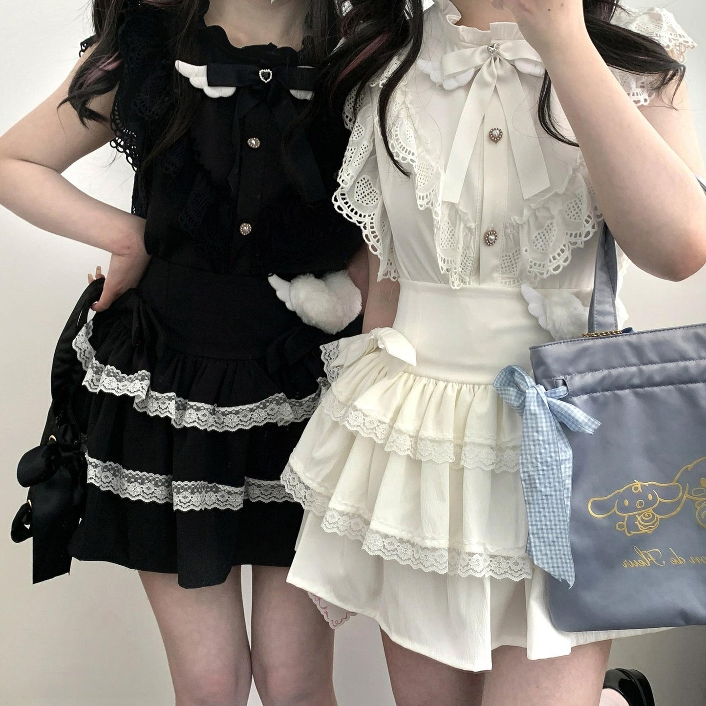 Jirai Kei Skirt Bow Double Layer Lace Cake Skirt 36774:540440