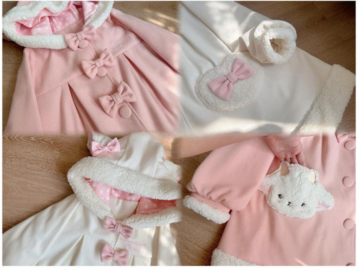 Sweet Lolita Coat Kawaii Bow Bunny Ear Hooded Coat 40934:682114