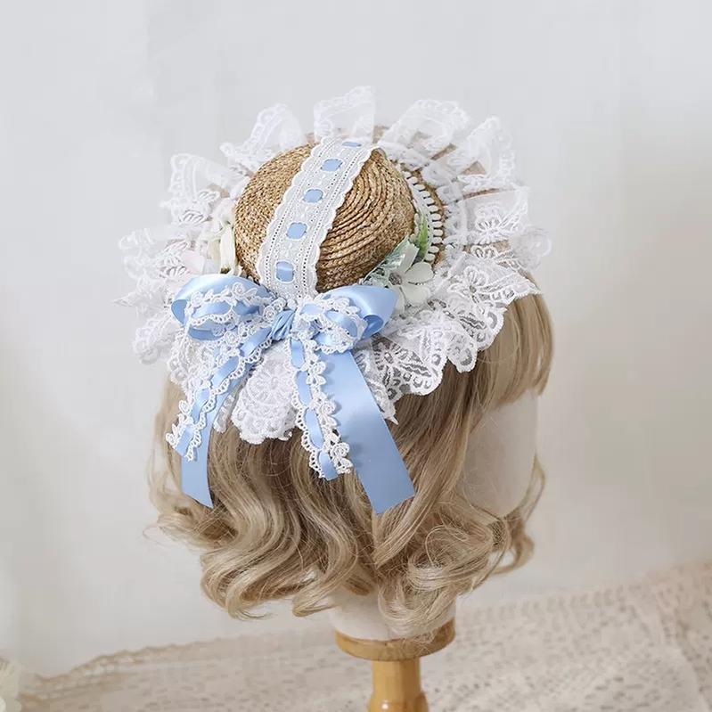 Mori Kei Straw Hat Lolita Strawhat Handmade Elegant Strawhat 36432:522336 36432:522336