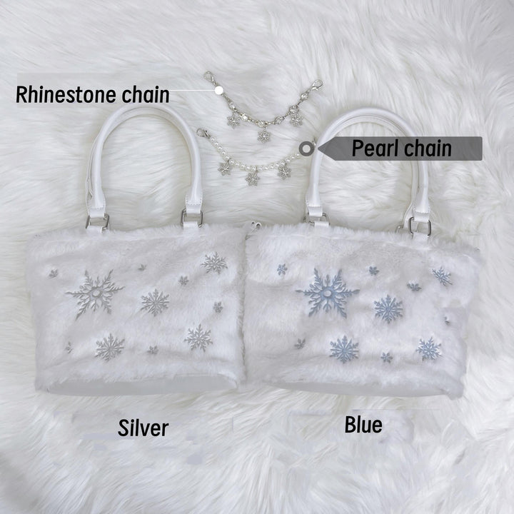 Jirai Kei Bag Ryousangata Plush Embroidery Snowflake Bag 41326:690484