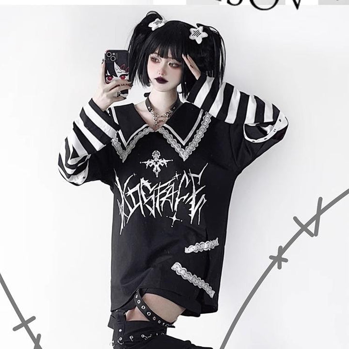 Jirai Kei Shirt Sub-cultural Lapel Long Sleeve Shirt 35330:488460 35330:488460