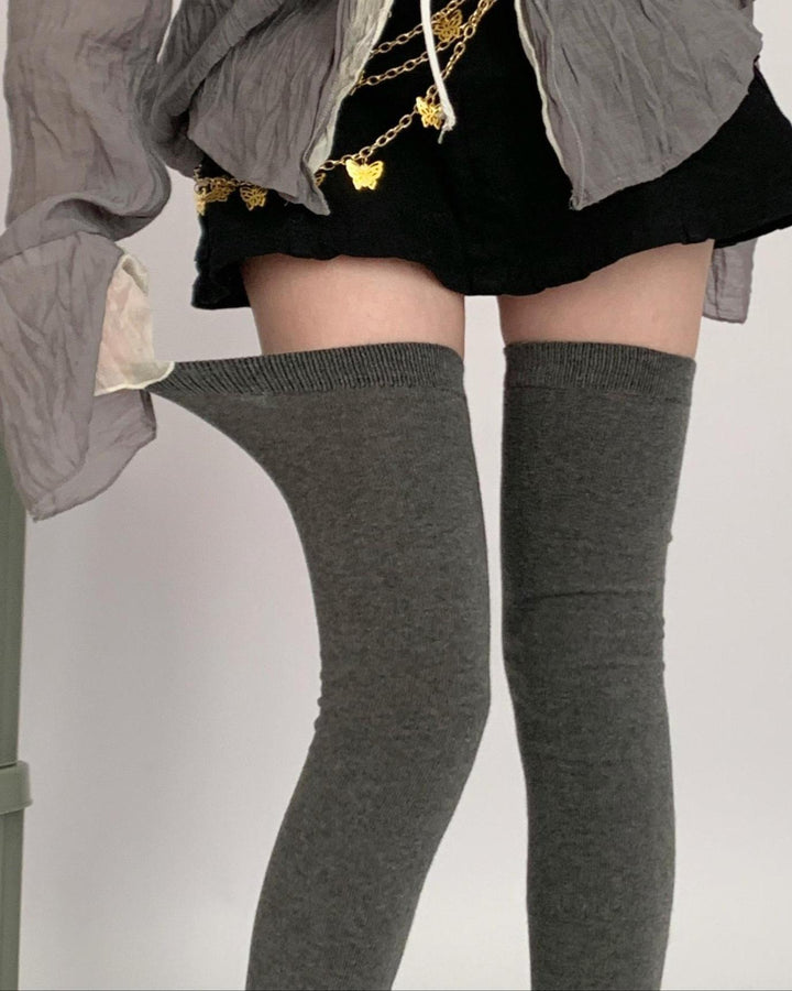 JK Thigh-high Socks Black Knee-high Socks Winter Stockings 40884:698476