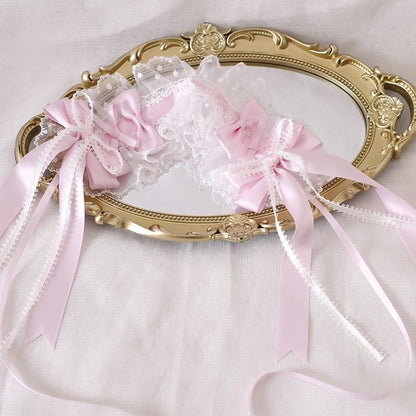 Lolita Headdress Pink Satin Hat Ballet Hair Clip Lace KC 37018:551536