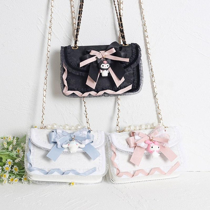 Kawaii Lolita Bag Big Ear Dog Lace Handmade Bag 34998:474482 34998:474482