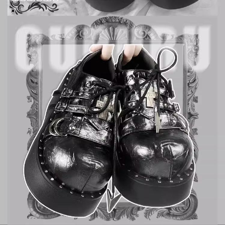 Y2K Shoes Gyaru Fashion Punk Lolita Black White Platform
