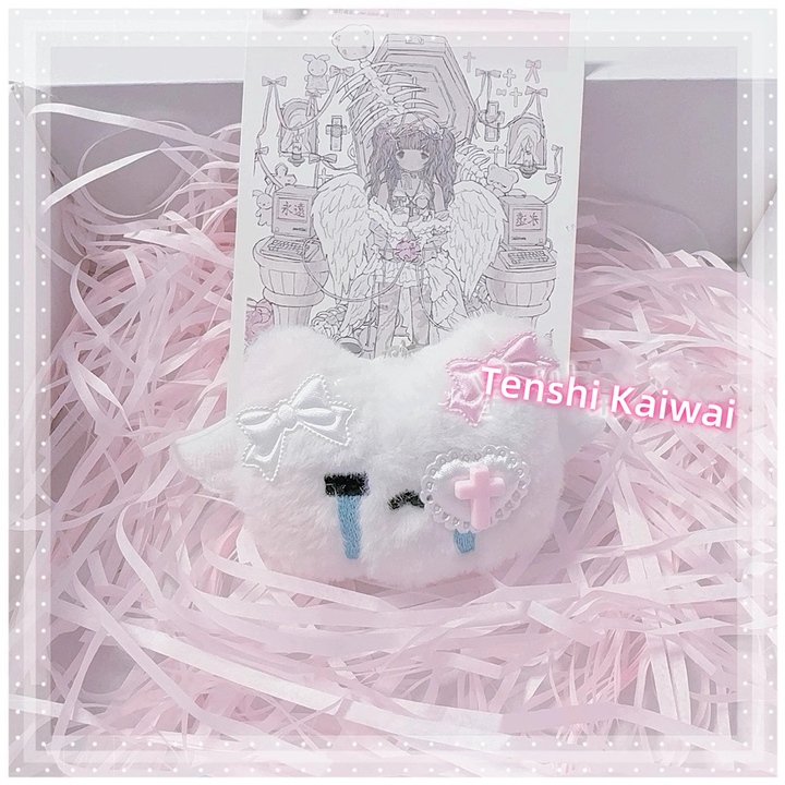 Tenshi Kaiwai Hair Clips Plush Kitty Hairpin Pendant 40146:670234