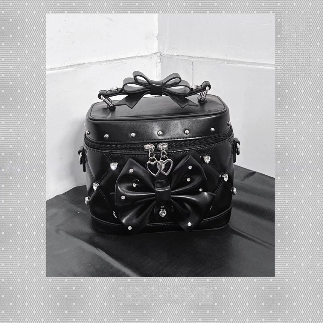 Rhinestone Boxy Handbag, Detachable Crossbody Strap 44768:850684