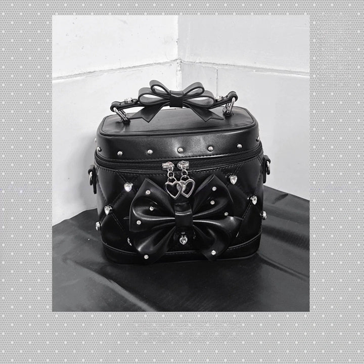 Rhinestone Boxy Handbag, Detachable Crossbody Strap 44768:850684