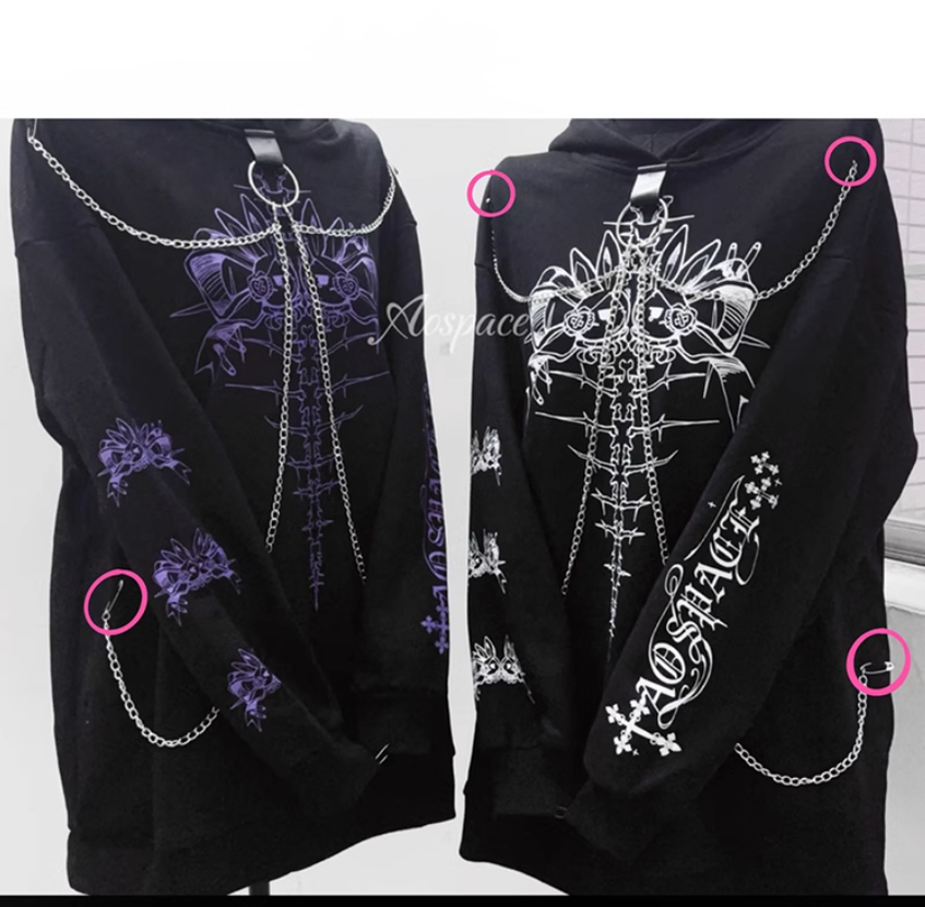 Jirai Kei Hoodie Gothic Sweatshirt Soul-Devouring Rabbit Bone Printed 42150:731201