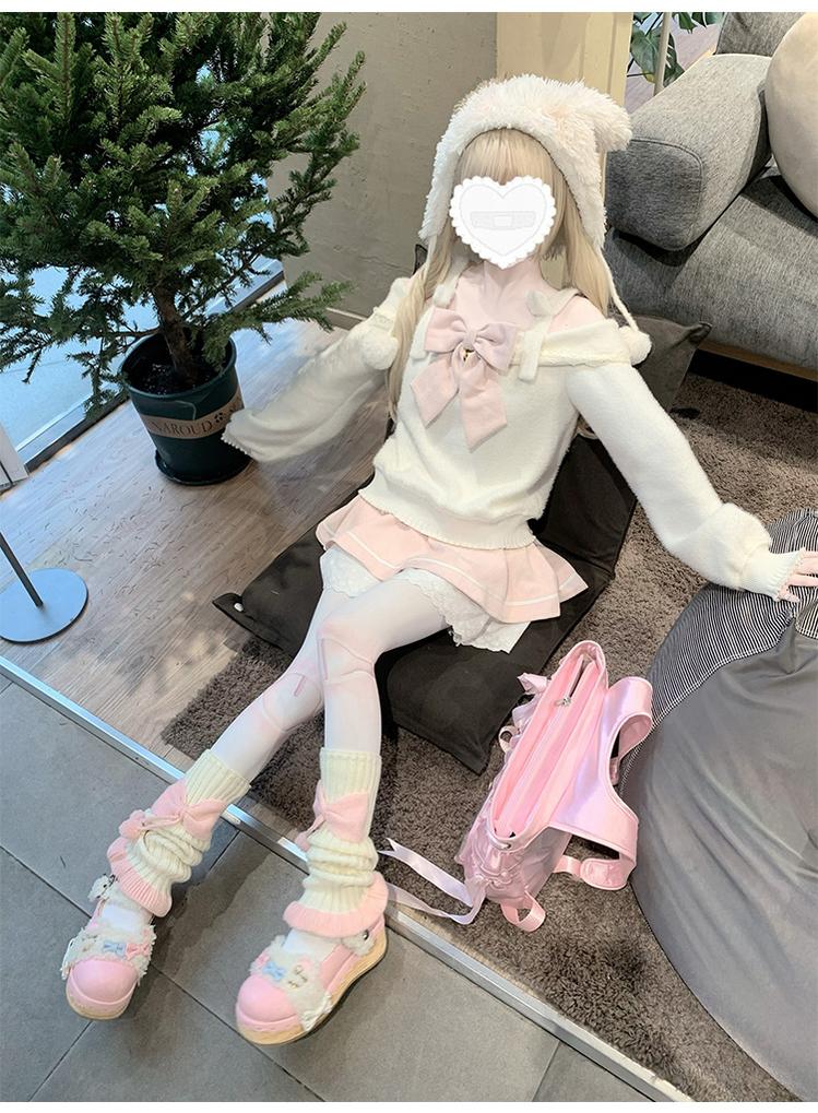 Kawaii Clothes Pink Cute Outfits Kawaii Sweater White Off-Shoulder Top Pink Skirt Set Honey Wardrobe Kawaii Clothes Pink Cute Outfits Kawaii Sweater White Off-Shoulder Top Pink Skirt Set Honey Wardrobe