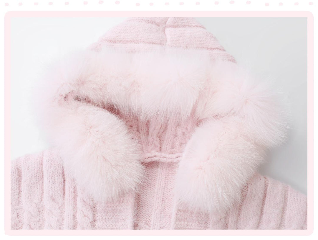 Pink Long Hooded Coat, Off Shoulder Sweater Outfit 44081:794992