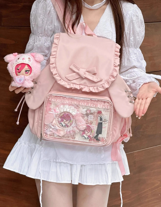 Kawaii Itabag Dual-Shoulder Backpack Bunny Ear Bag 40110:670686