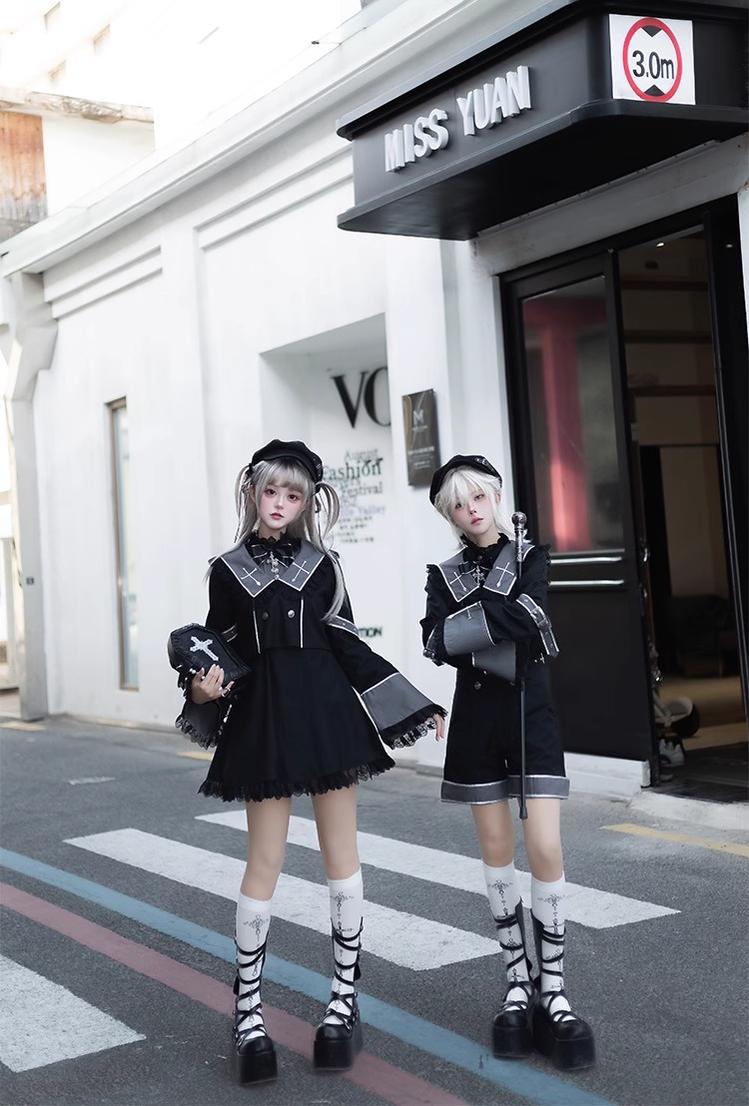 Ouji Lolita Outfit Set with Embroidery Jacket & Dress 43037:764889