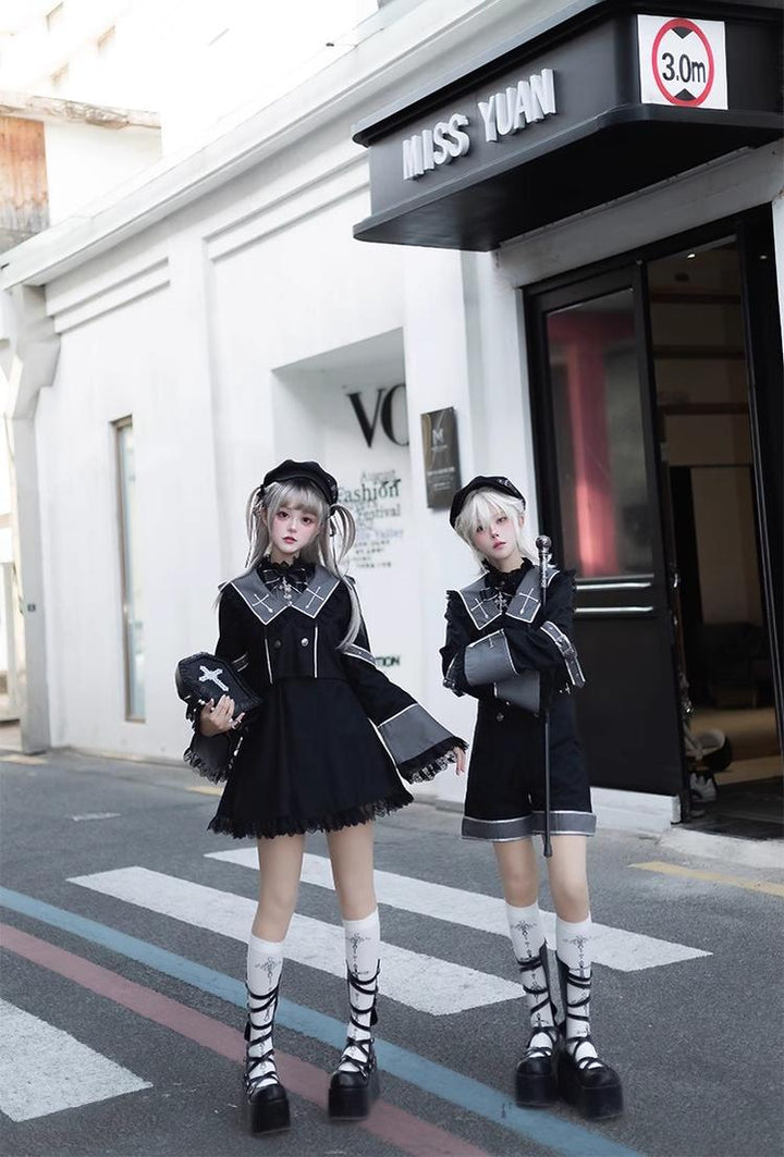 Ouji Lolita Outfit Set with Embroidery Jacket & Dress 43037:764889
