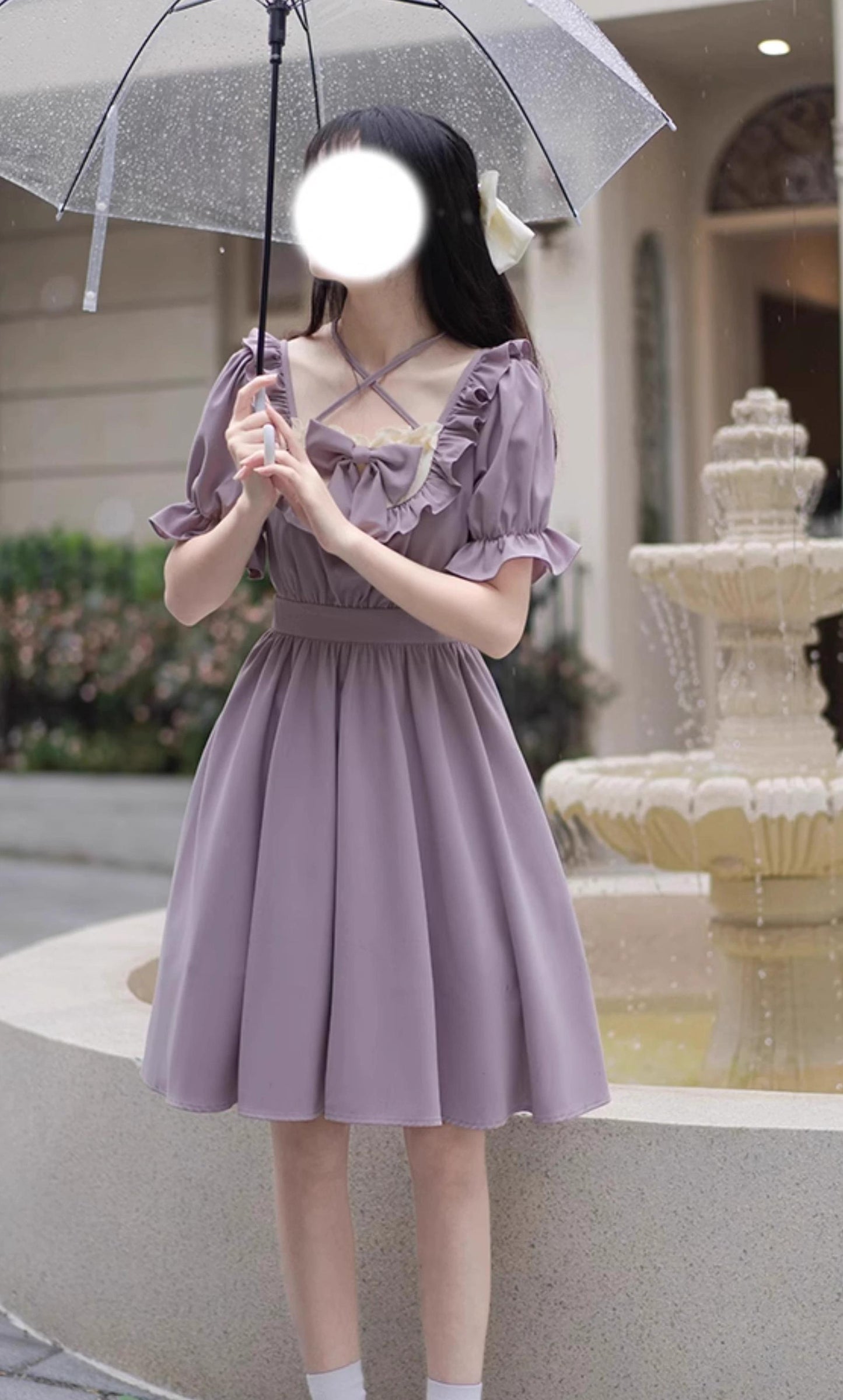 Elegant Lolita Dress Purple Lolita Dress Puff Sleeve Dress 36412:564152